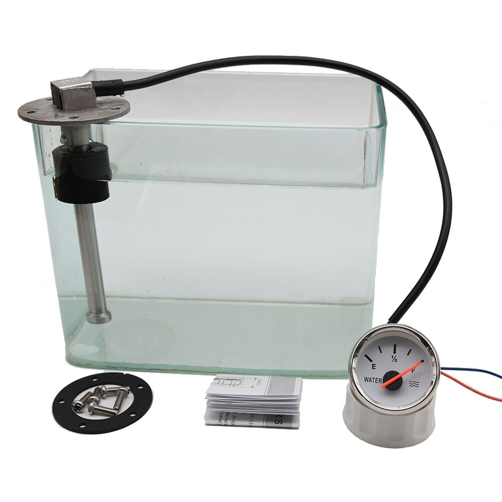 52mm Water Level Gauge with Red Light 240-33ohm Water Tank Level Indicator Meter with Fuel Level Sensor 100MM 200MM 300MM 400MM