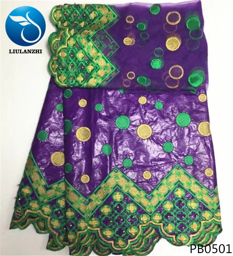 Tela bazin de algodón LIULANZHI africano tissu riche getzner brode getzner riche tela con cuentas con encaje de tul de 2 yardas PB05