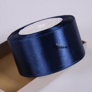 Fita de cetim de poliéster, 25 jardas, 22 metros, azul marinho, tecido, natal, festa de casamento, baile, decoração, bolo, envoltório, acessórios diy: 50 mm