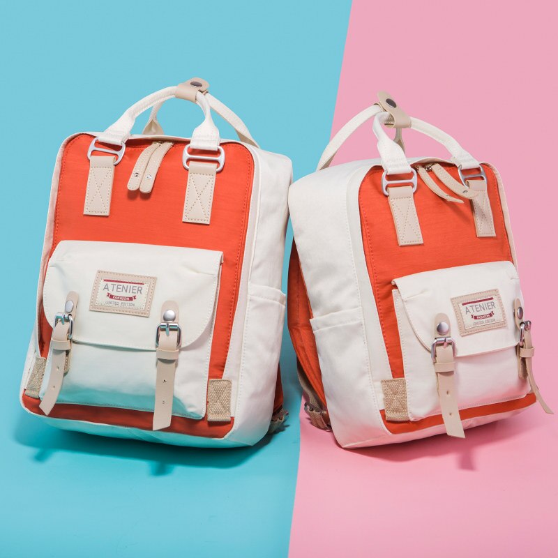 Mädchen-Rucksack aus Segeltuch mit Krapfen-motiv, schülerinnen-Rucksack in bonbonfarben, wasserdicht, schulrucksack, freizeit-reiserucksack, mochila feminina