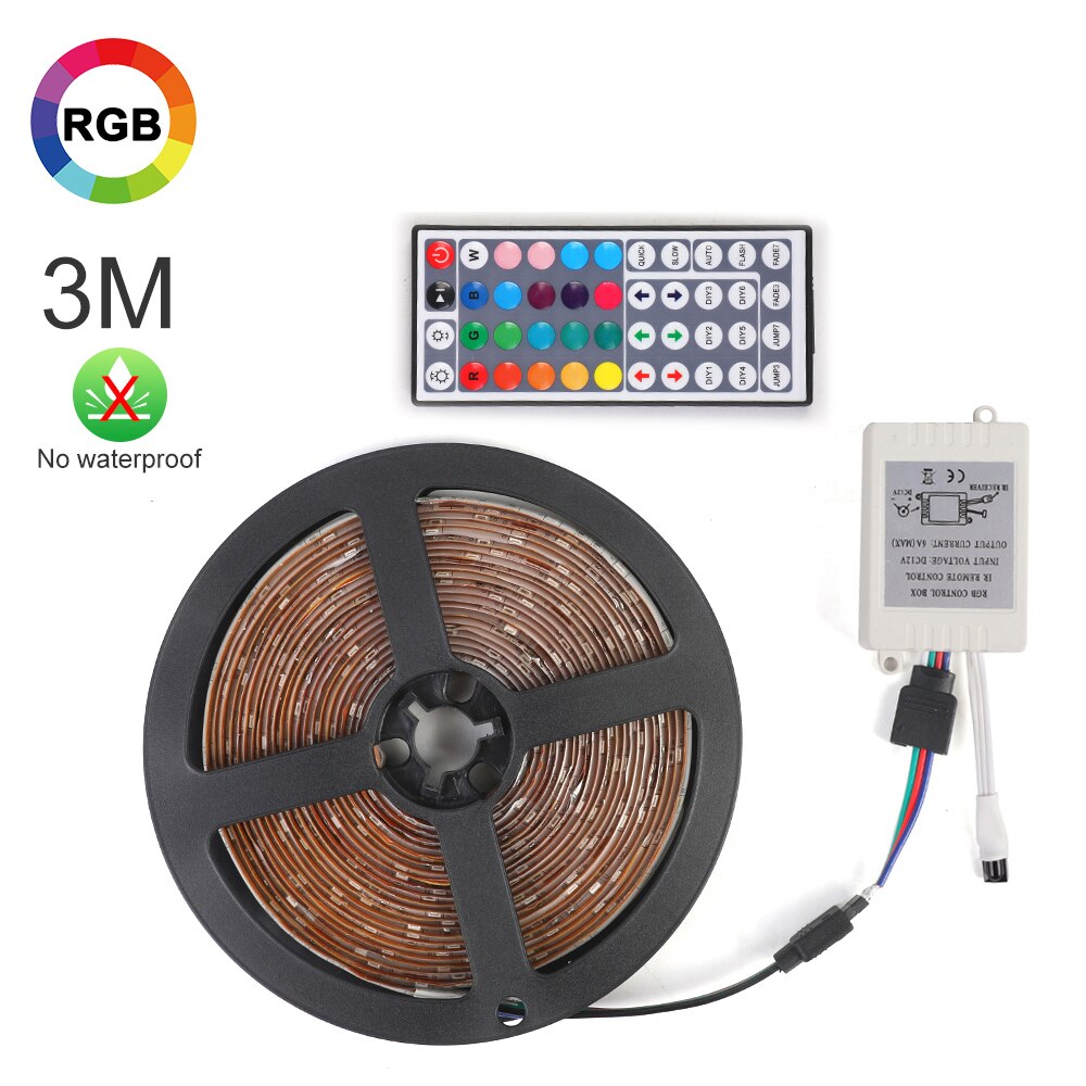 10M RGB 3528 LED Band Multicolor Changing LED Strip Light With 44key Remote Controller String Lights With Self-adhensive Tape: C