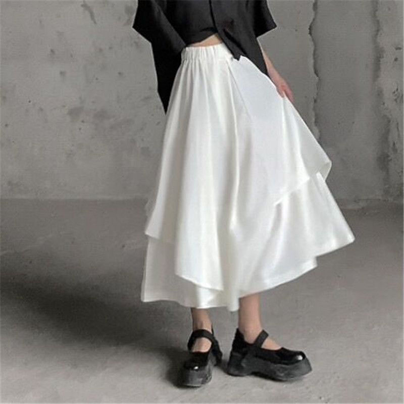 Faldas de mujer, faldas góticas irregulares, pantalones de mujer de cintura alta, faldas largas blancas y negras, faldas plisadas para mujer, Culottes, ropa para mujer