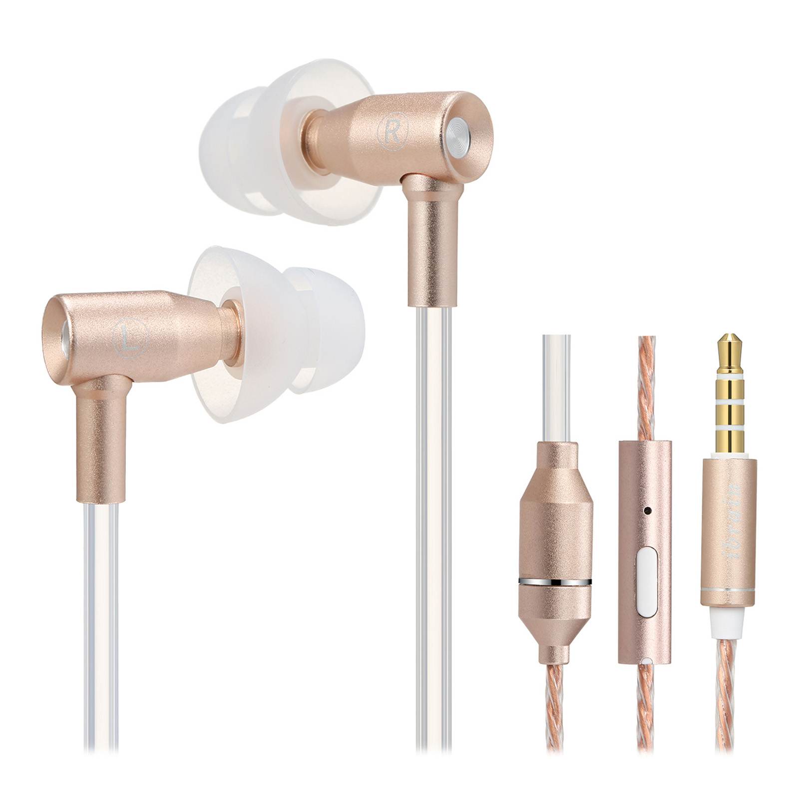 FC31 Air Tube Anti-radiation In-ear Headphones 3.5mm Wired Music Headset Radiation Free Earphone Reduction Line Control with Mic: WHITE