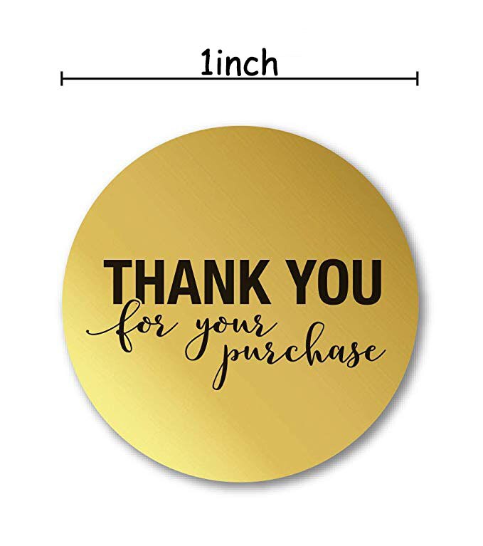 Round Gold "THANK YOU for your purchase" Stickers seal labels 500 Labels stickers scrapbooking for Package stationery sticker