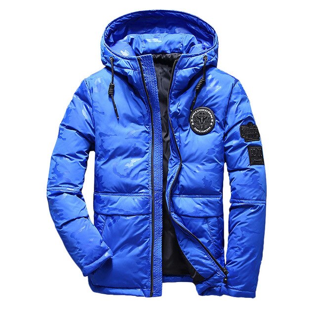 Mannen Winter Veer Jas Heren Hooded Camouflage Parka Jassen Wit Heren Dikke Jas Ultralight Donsjack Mannelijke Donsjas: Blauw / XXL