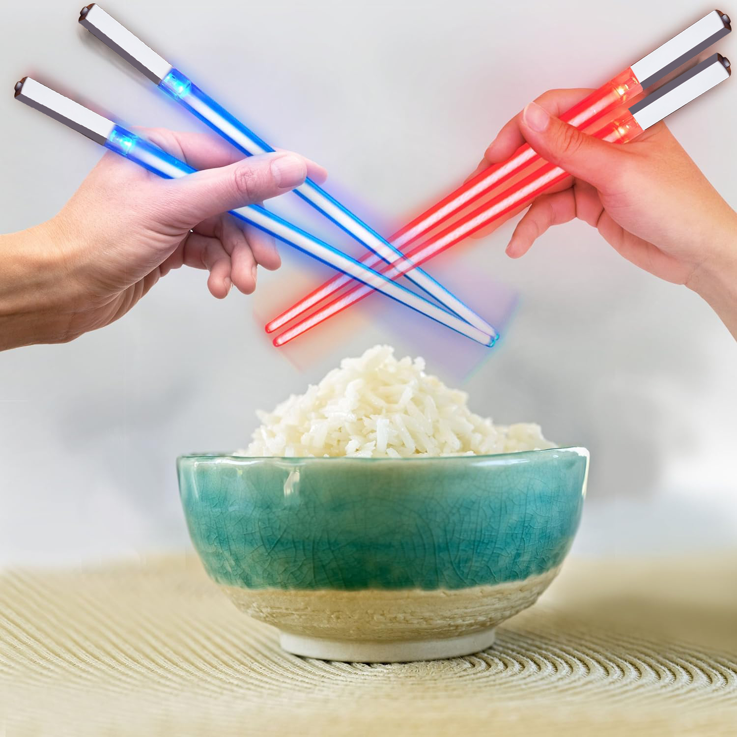 Sabre Laser LED thème StarWar, baguettes chinoises lumineuses, réutilisables, lavables et détachables, baguettes à Sushi, vaisselle de cuisine, 1 paire
