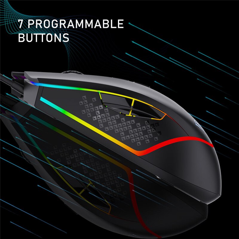 Mouse da gioco AULA RGB cablato 2 pulsanti laterali programmabile 6400 DPI regolabile comodo ergonomico Grip ottico PC Desktop Laptop