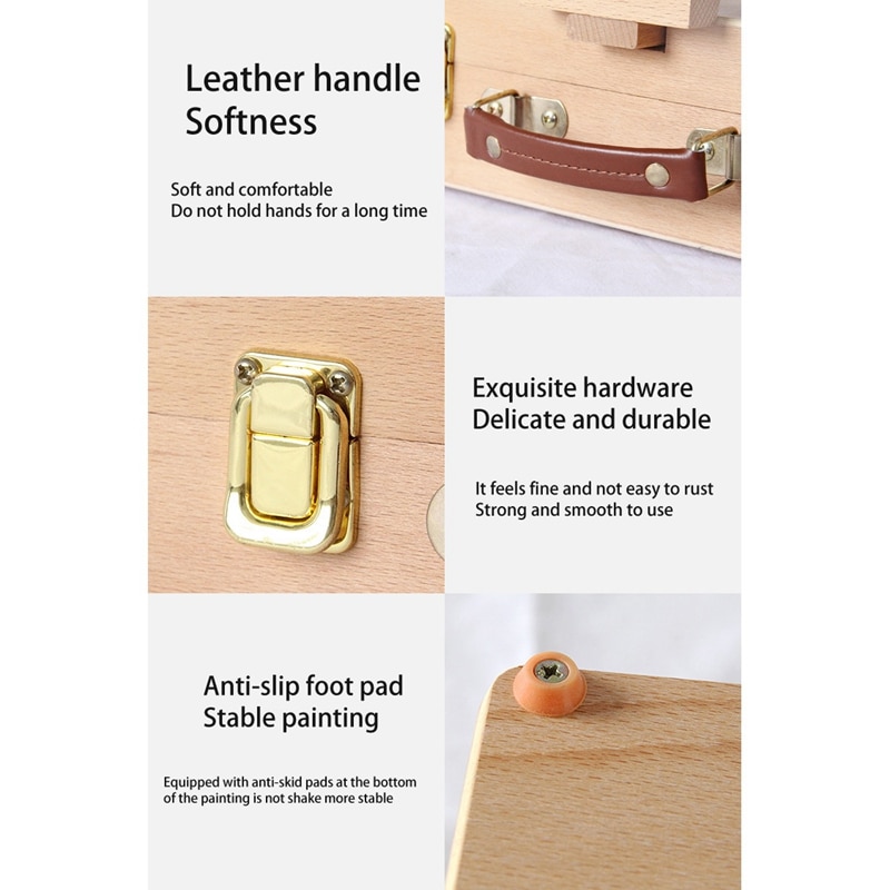 Large Adjustable Wood Table Sketchbox Easel Adjustable Tabletop Sketchbox Easel for Artist Art Students & Beginners