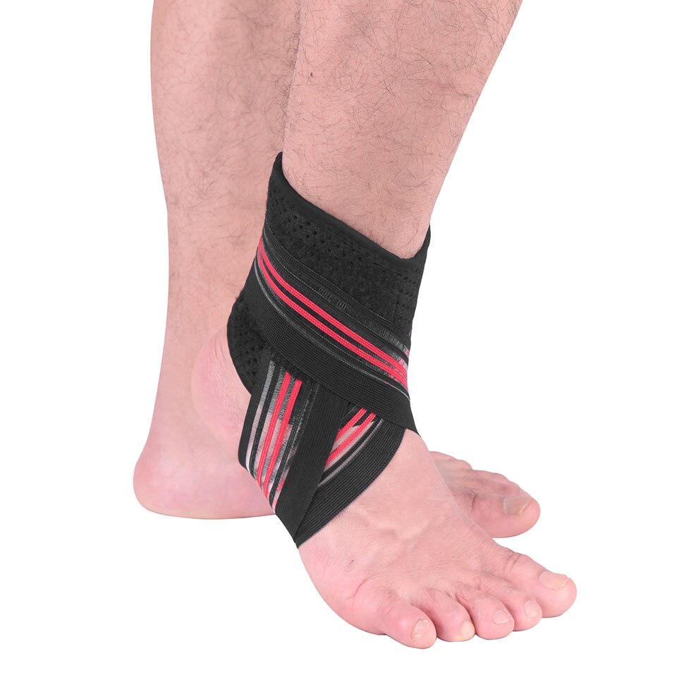 Kokossi uma peça de proteção futebol tornozelo apoio basquete tornozelo cinta compressão cinta cinto tornozelo protetor: Black Red / One Left