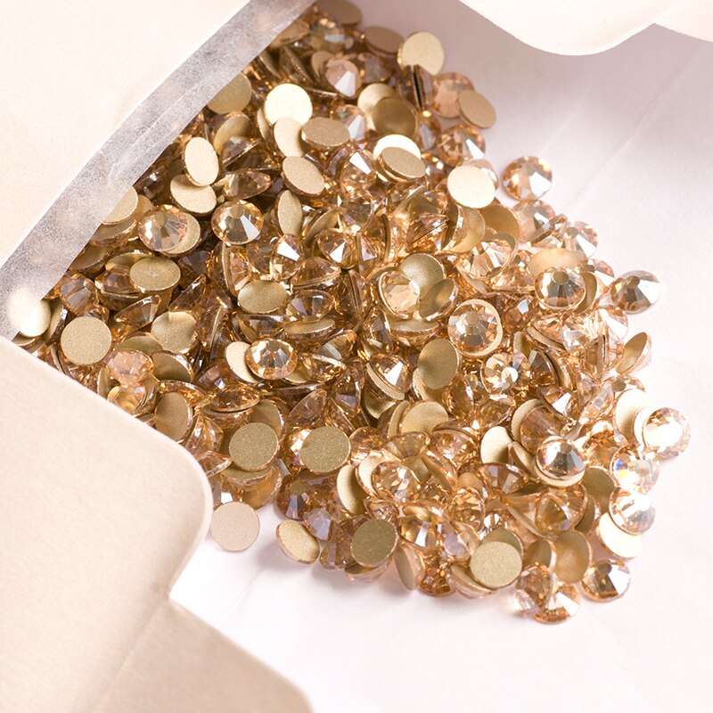 Yanruo 2058Nohf SS3-SS34 Golden Shadow Nail Gems Kristal Plakstenen Strass Niet Fix Gold Steentjes Voor Schoenen