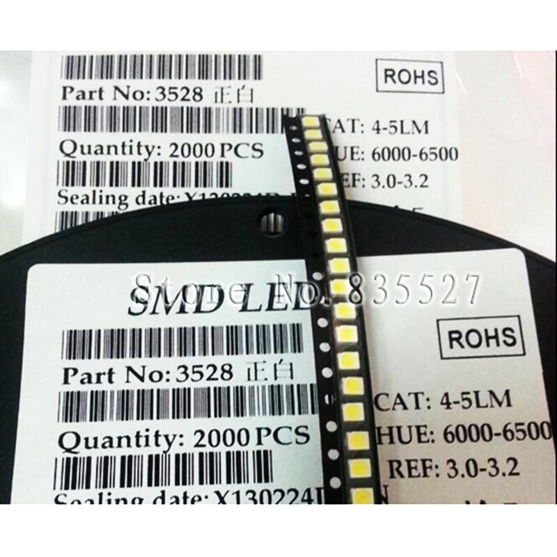 200 STKS/PARTIJ 1210 3528 SMD LEDs heldere LED wit 1210 4-5LM licht emitting diodes