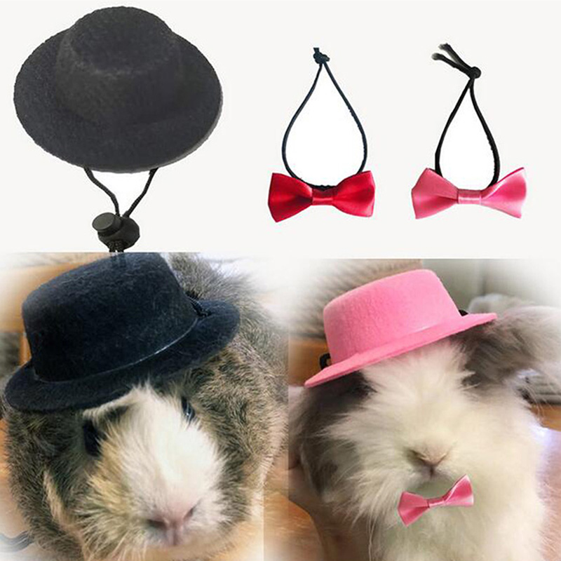 Hamster Hoeden Tie En Boog Top Hoed Pet Feestelijke Funny Cap Hoofd Accessoires Kleine Dieren Konijn Cavia Totoro Egel hoed