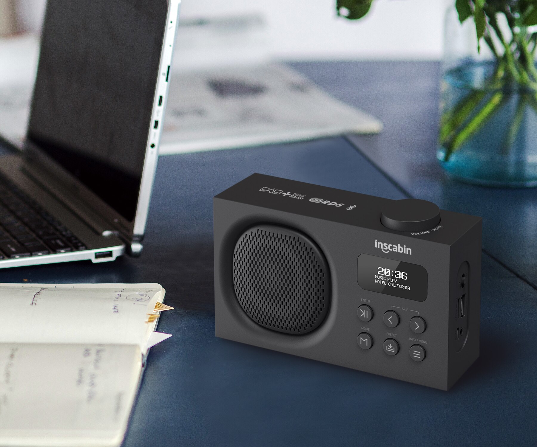Inscabin P2/P9 Portable DAB/DAB+ FM Digital Radio/Wireless Speaker with Bluetooth/Dual Alarm Clock/Rechargable Battery