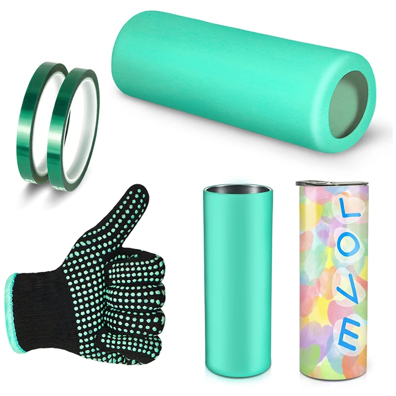 Y1QB for cricut Mug Press Machine Wrap Bundle Tumbler Heat Resistant Gloves 2 x Silicone Wraps Seamless Sublimation Tumbler