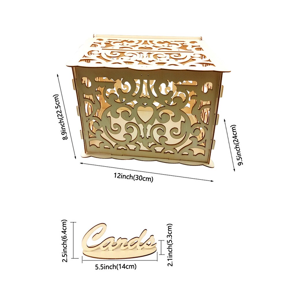 Wedding Card Boxes with Lock DIY Rustic Wedding Card Sign Wooden Card Box Piggy Bank for Marriage Anniversary Party Decor: JMO1774