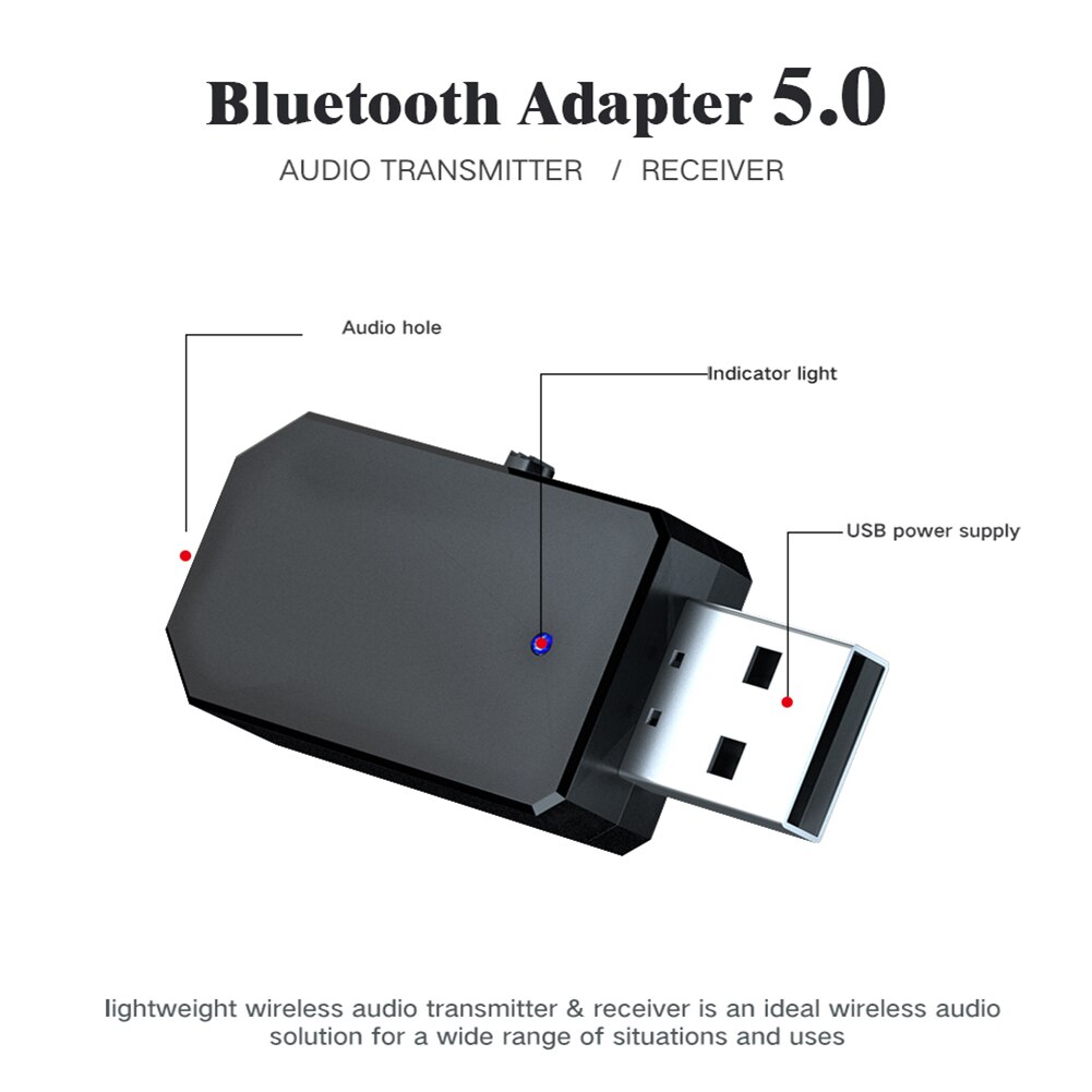 Audio Zender Ontvanger Voor Auto Tv Pc Speaker KN330 Usb Stereo Music Draadloze Adapter 3.5Mm Jack Bluetooth 5.0