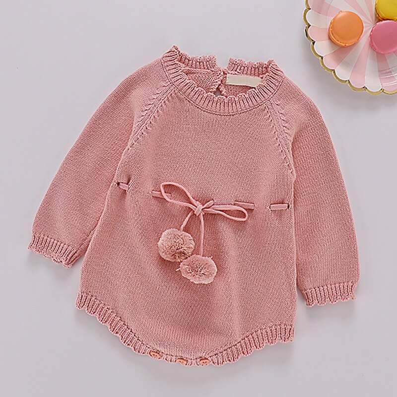 Bébé fille pull barboteuse balle infantile à manches longues hiver tricot mignon body -né tenues bébé chandails vêtements tissu