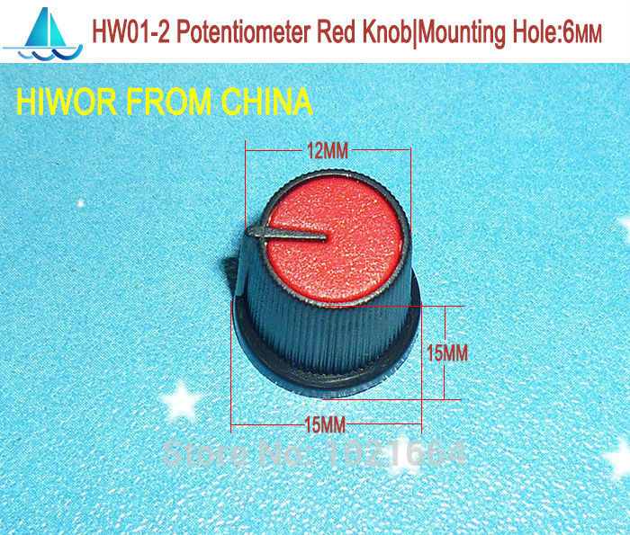100 stk / lot  hw01-2 plast rød knap til potentiometer (til enkelt og dobbelt potentiometer)