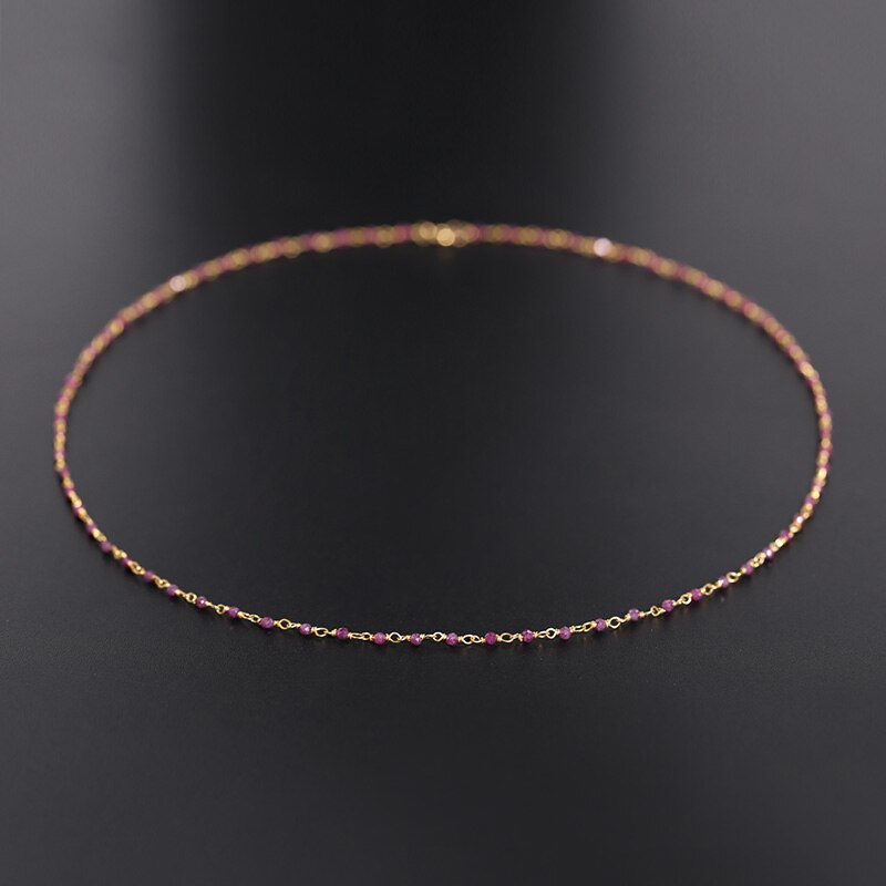 Daimi original mine rubin halskæde kvinders ædelsten ægte gul 14k guld injektion håndlavet snor xingyun: 40cm