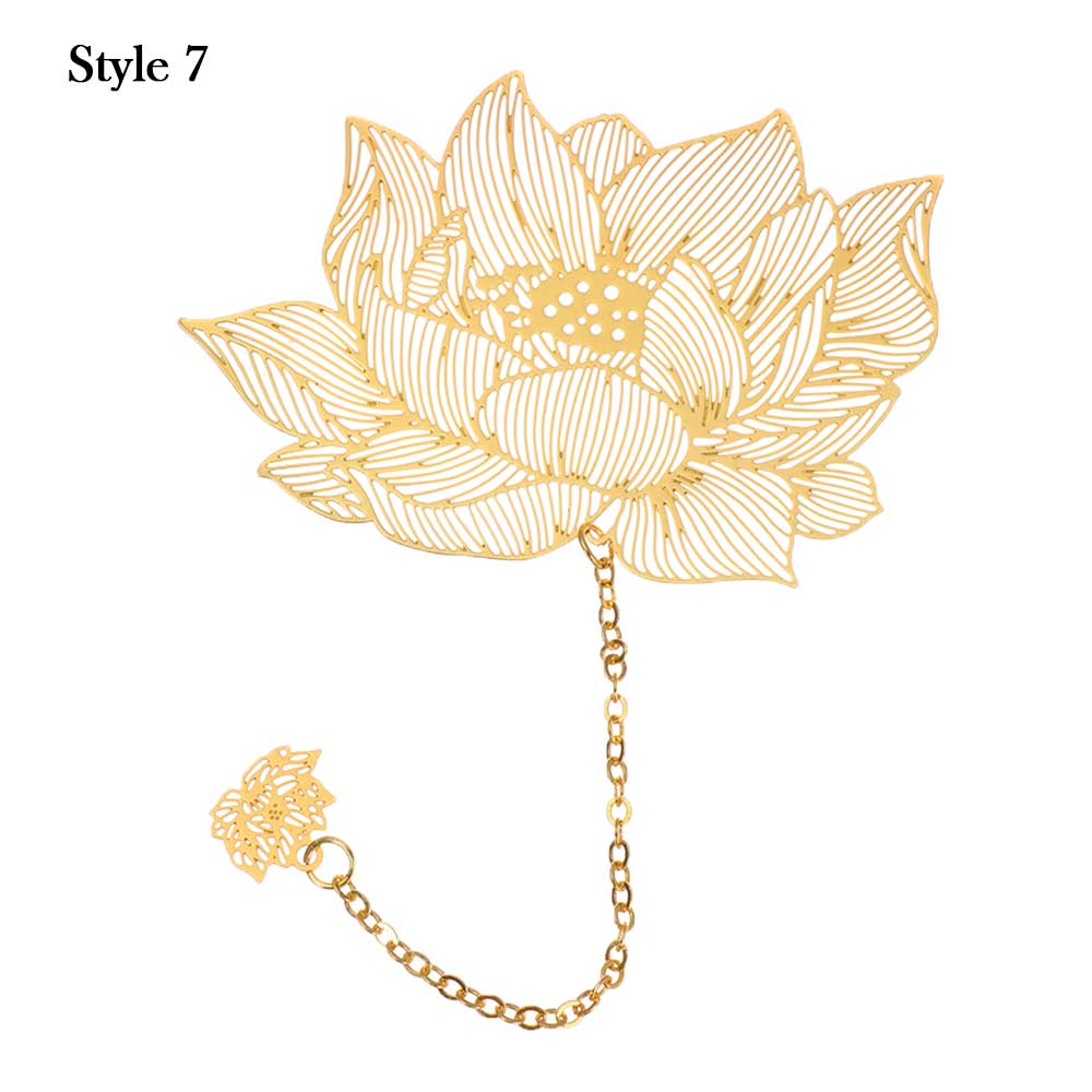 Chinese Style Metal Hollow Brass Bookmark Lotus Lotus Leaf Bookmark Stationery Fine Art Accessories: Style 7