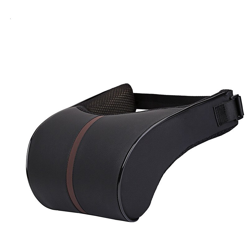 Car Seat Headrest Pillows Waist Back Support Cushions Set Memory Foam Black PU Leather Neck Rest Pad Auto Styling Accessories: 1Pcs Black Headrest