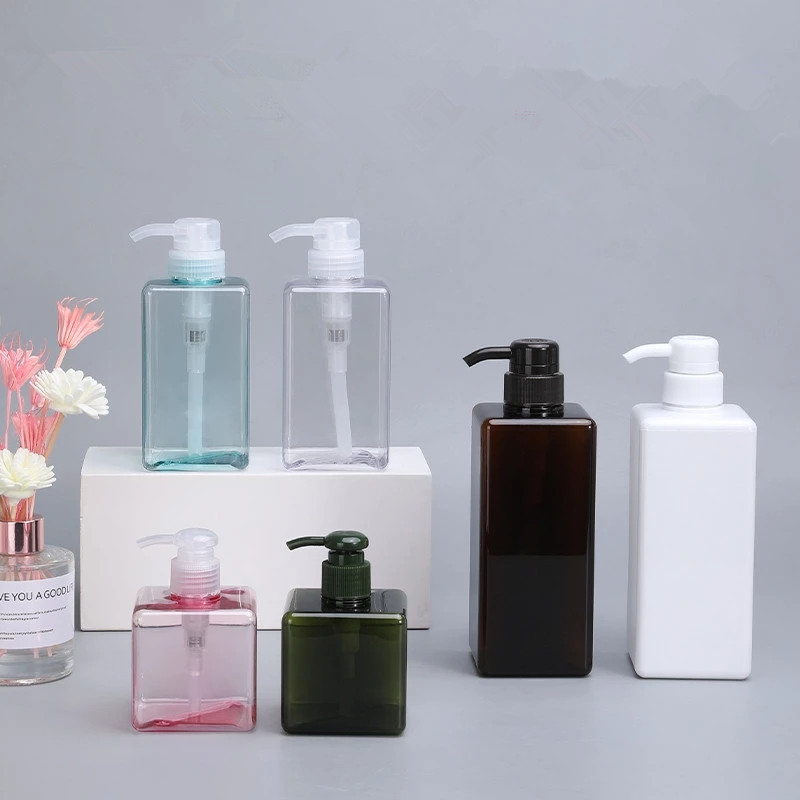 250Ml, 450Ml, 650Ml Dikker Vierkante Hervulbare Fles Petg Douchegel Shampoo Vloeibare Zeep Dispenser Container 1Pc