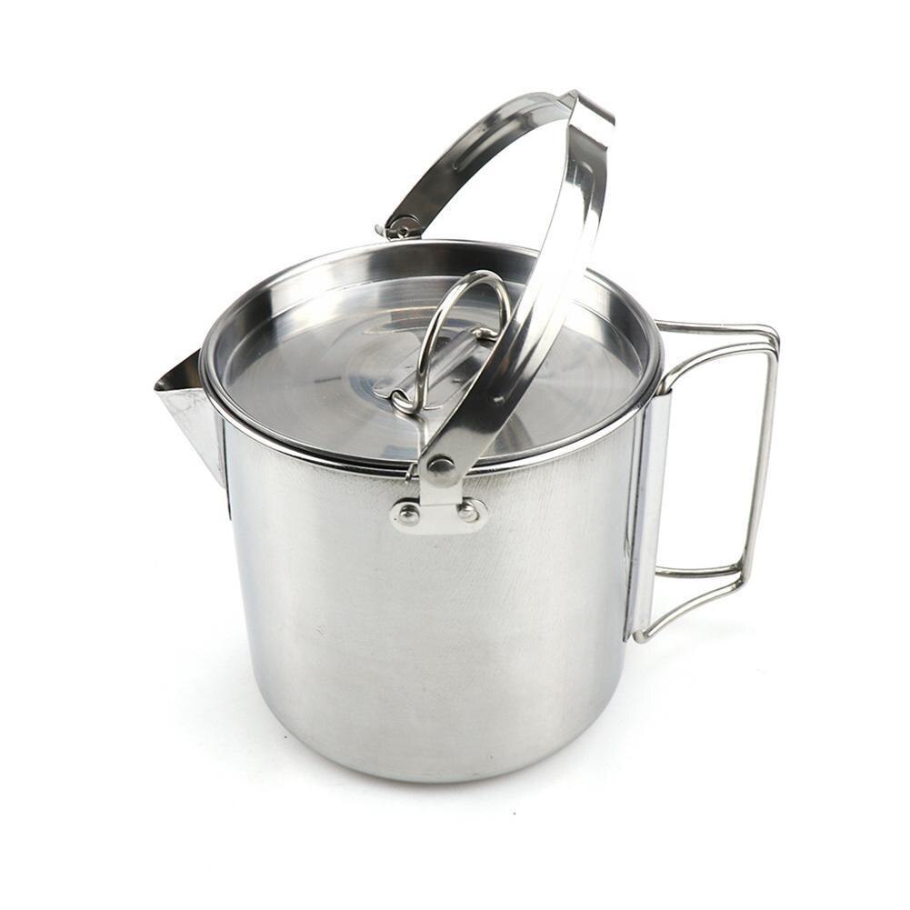 1.2l Outdoor Steel Kettle Folding Camping Hanging Pot Portable Picnic Cookware Suitable For Hiking Camping Trips O2w1