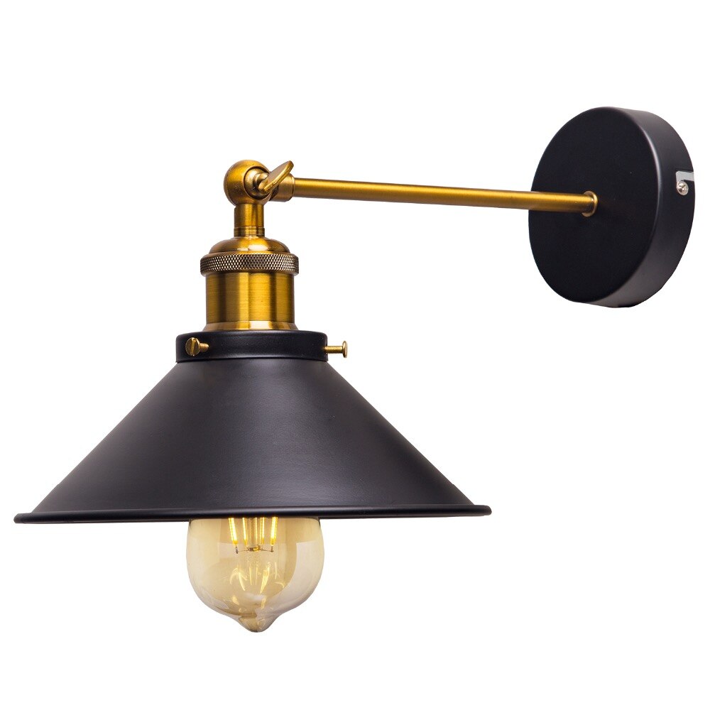 ZhaoKe Zwarte Kleur Loft Industriële Muur Lampen Vintage Nachtkastje Wandlamp Metalen Lampenkap E27 Edison Lampen 110 V/220 V