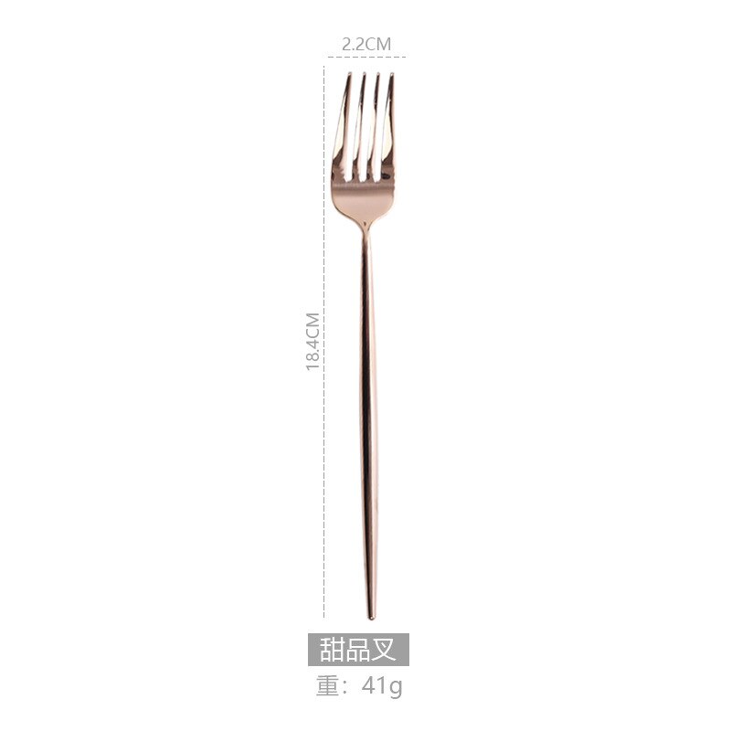 Acier inoxydable Western couverts Portugal 304 couteau à Steak et fourchette cuillère baguettes Dessert cuillère cuillère fruits fourchette Rose miroir Li: Rose Gold Light dessert cha