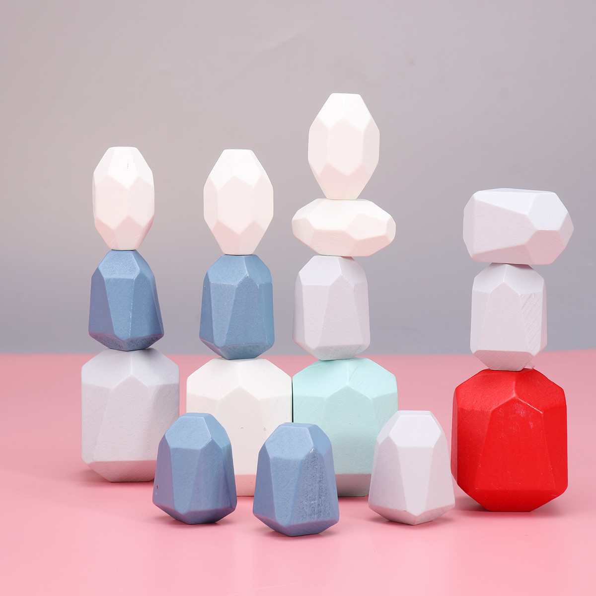 Kinderen Houten Gekleurde Steen Jenga Bouwsteen Educatief Speelgoed Creatieve Nordic Stijl Stapelen Spel Regenboog Houten Speelgoed