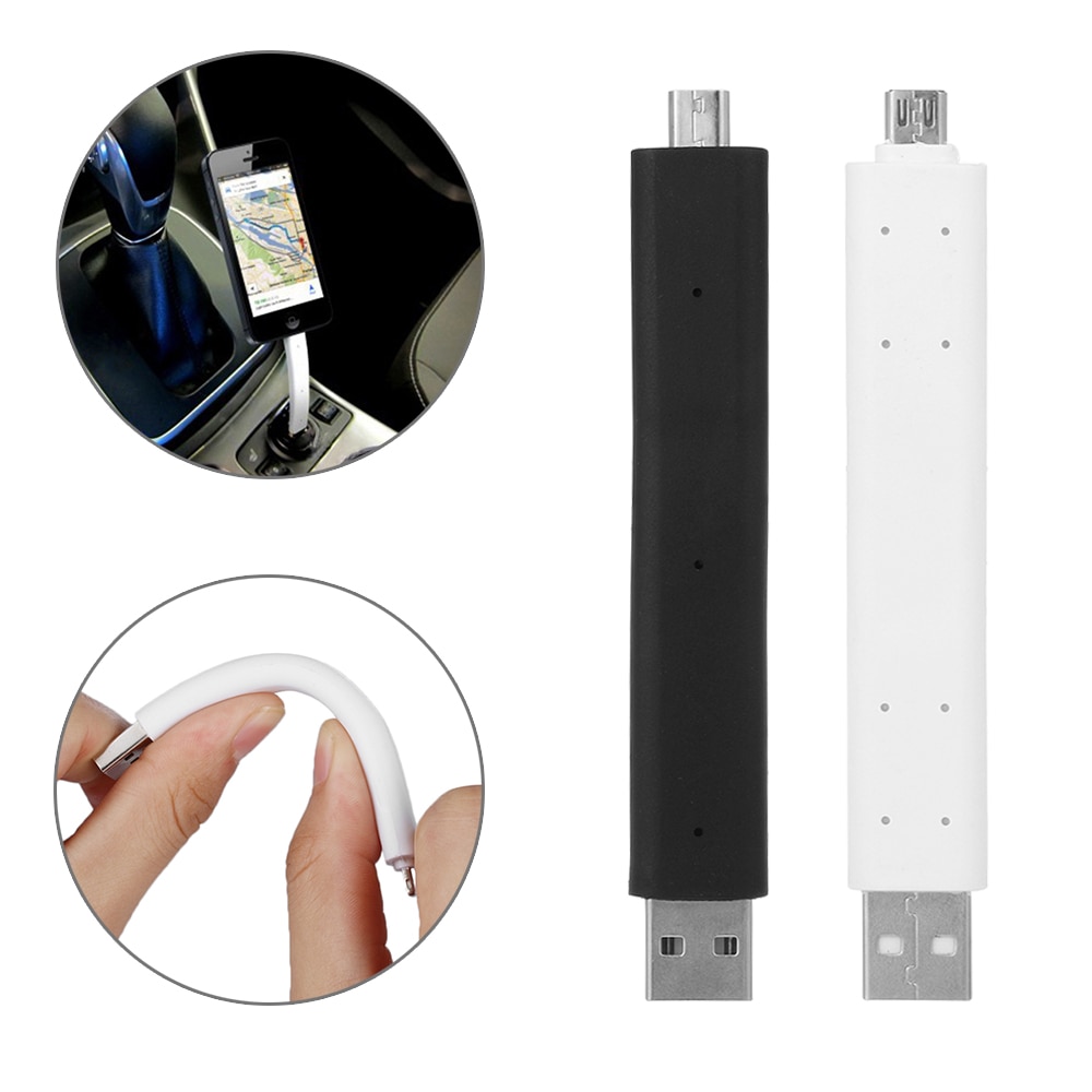 1PC Mini Bendable Plastic Support Stand USB Data Charger Cable Car Support Hard Wire Holder Flexible For Iphone Android