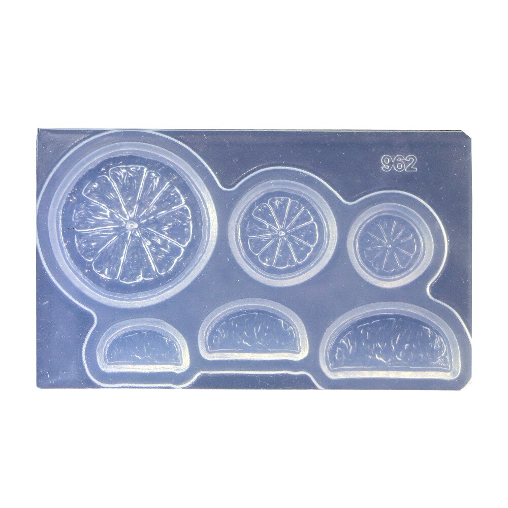 Stereoscopische, doorzichtige siliconen diy mini-set met citroenschijfjes, mal voor het maken van epoxyhars sieraden, fruit siliconen mal