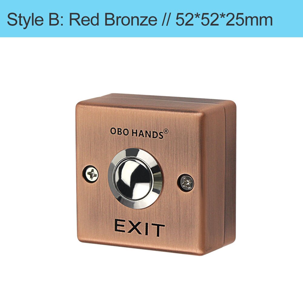 Fireproof Metal Door Exit Button Switch Release Push Button Waterproof Press to Exit for Electronic Locks Access Control System: Style B