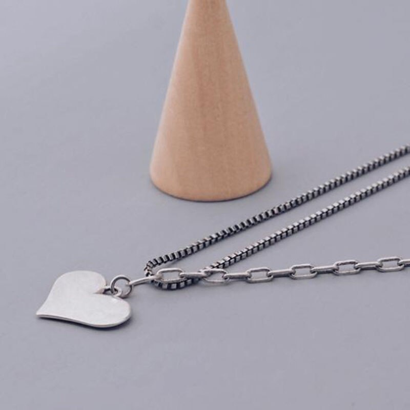 Foxanry 925 Sterling Silber Halskette für Frauen Trend Punk Jahrgang Süße Liebe Anhänger Schlüsselbein Kette Partei Schmuck Geburtstag