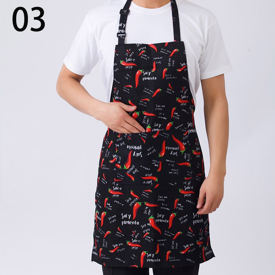 Zwarte Koken Bakken Schorten verstelbare Mouwloze Schort Streep Bib met zakken Halter Bib Delantal Keuken Restaurant: 03 black with pepper