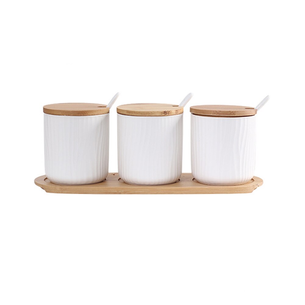 Ceramic Spice Rack Salt Shaker And Pepper Shaker Oil Bottle Set Kitchen Household Supplies For Spices Storage Jar With Cover: 08