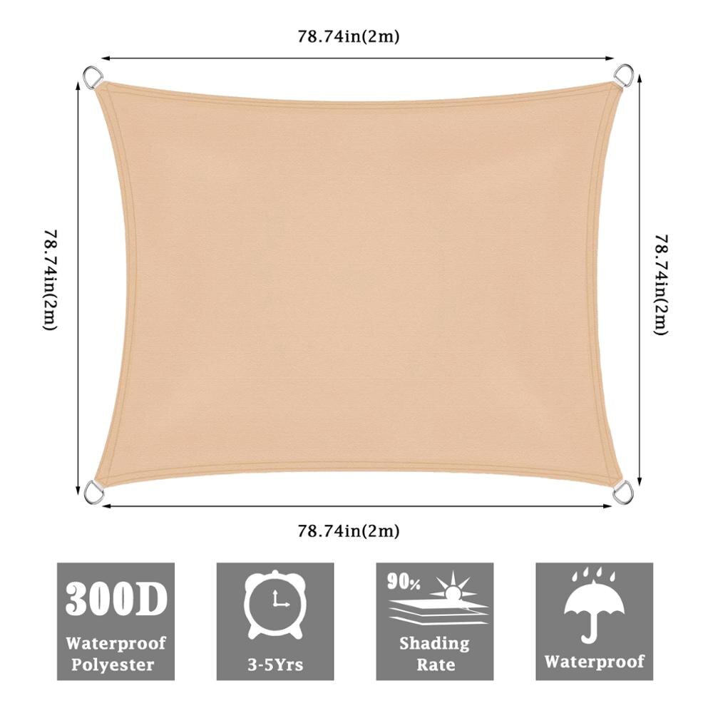 Sun Shelter Sunshade Protection Outdoor Canopy Garden Patio Pool Shade Sail Awning Camping UV Block Waterproof Sun Shade Sail: Beige Square 2x2m