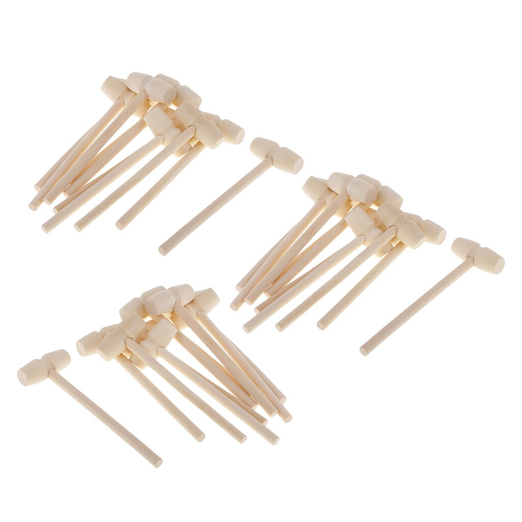 30Pcs Seafood Lobster Crab Mallets Natural Wooden Hammer Kids Toys Craft Small Wooden Hammer for DIY Leather Craft Projects