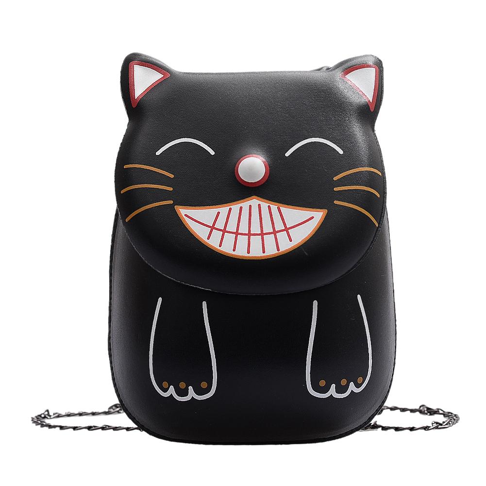 Handtassen Vrouwen Kleine Lederen Tas Keten Crossbody Tas Cartoon Leuke Messenger Bags Voor Wandelen En Reizen: Black