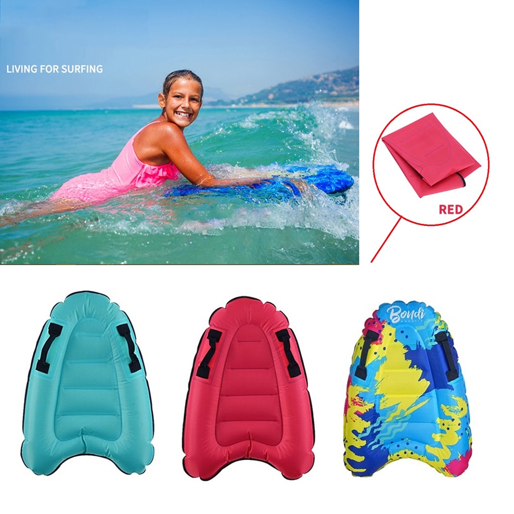 Inflatable Kickboards Surf Body Board 60x80cm w/ Handle Swimming Floating Mat Mini Surfboards for Unisex Children Kids
