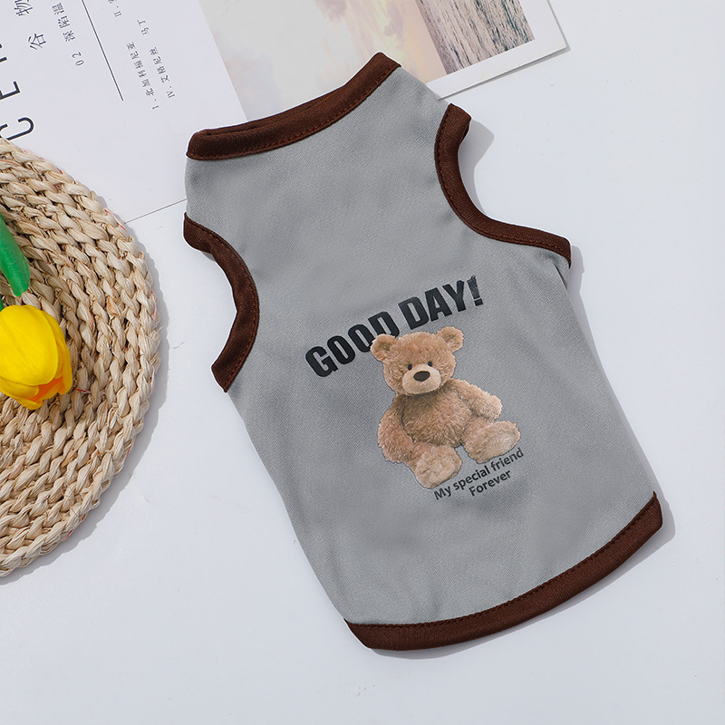 Haustiere Sommer Drucke Westen Hund Kleidung Kleiner Bär Hund Muster Haustier T-shirts Atmungsaktive Ärmellose Welpen Kostüm Hund Haustier Shirts: XS / green