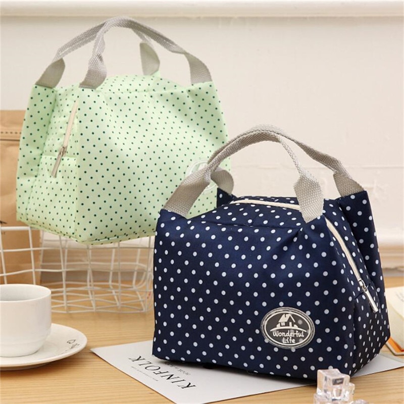 Newest Lunch Bag Insulated Cold Canvas Stripe Picnic Carry Case Thermal Portable Lunch Box Women Kids Men Lunch Box Bag Tote