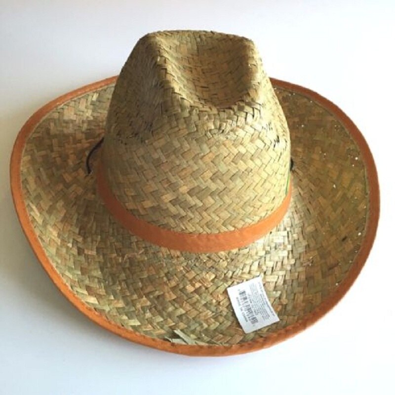 Summer Unisex Western Handmade Cowboy Australian Cowboy Straw Sun Hat With Band Men Beach Wide Color Brim Cowgirl Cap