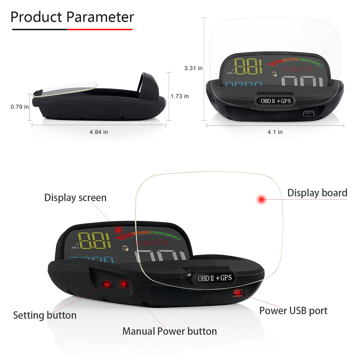 C800 Gps Hud Head-Up Display Multifunctionele Obd Hud Auto Snelheidsmeter OBD2 Foutcode Eliminatie Rijden Computersecurity alarm