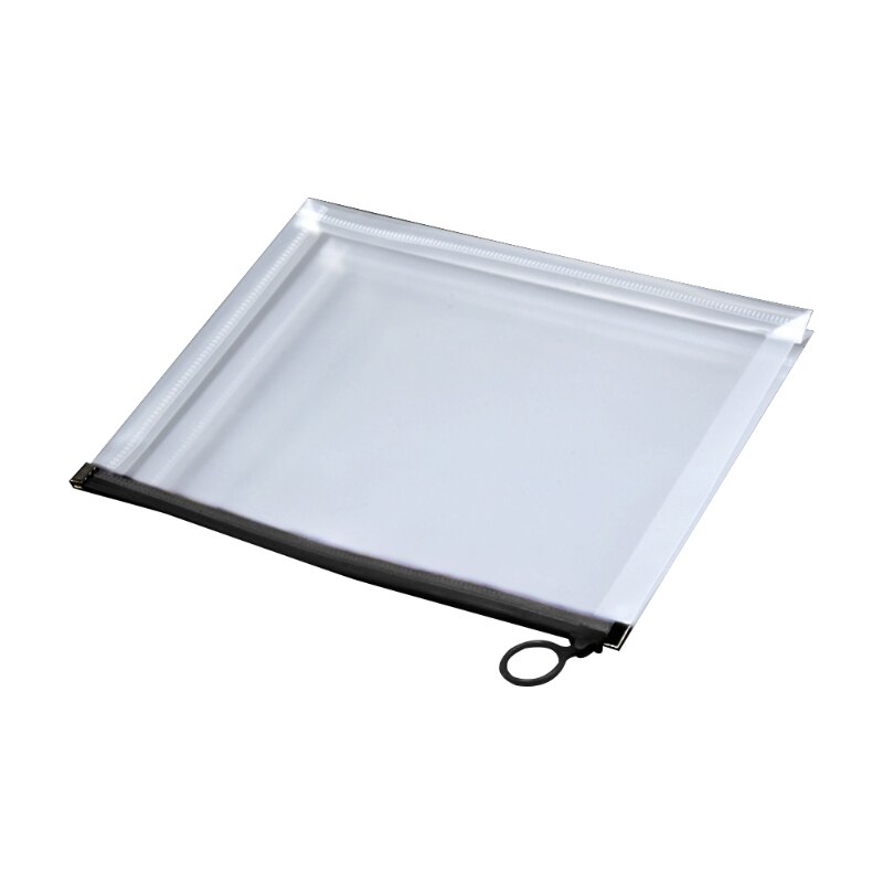 Multifunctional Transparent A4 A5 File Folder Document Bag Organizer Waterproof: Black A5