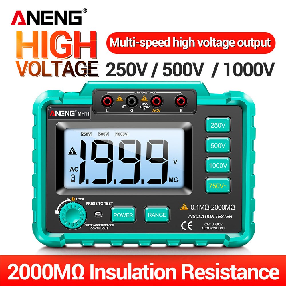 ANENG MH11 Insulation Earth Resistance Tester Digital Ground Resistance Meter Ohm Voltage Tester Megohmmeter Megger Meter