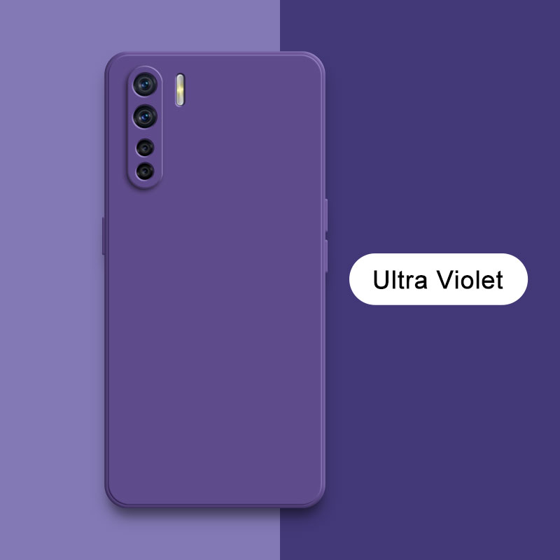 Officiellt fyrkantigt flytande silikonskal till oppo  a91 f15 reno 3 reno 3 kameraskyddande mjukt stötsäkert telefonskydd oppoa 91- hölje: Nylon- / Lavendel-