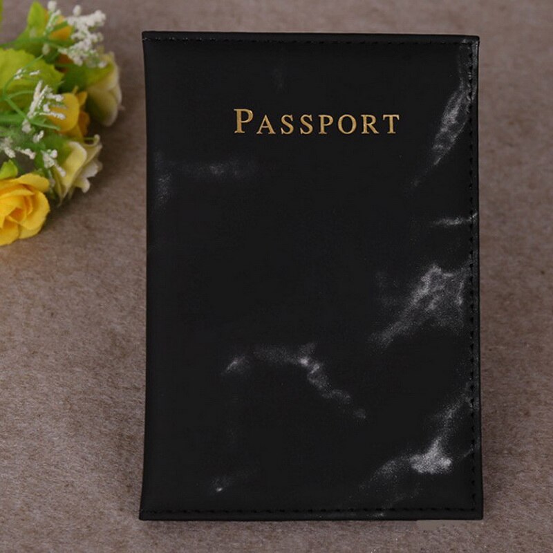 Acessórios de viagem vintage mármore passaporte titular id capa feminina homem portátil cartão de banco passaporte negócios couro plutônio carteira caso