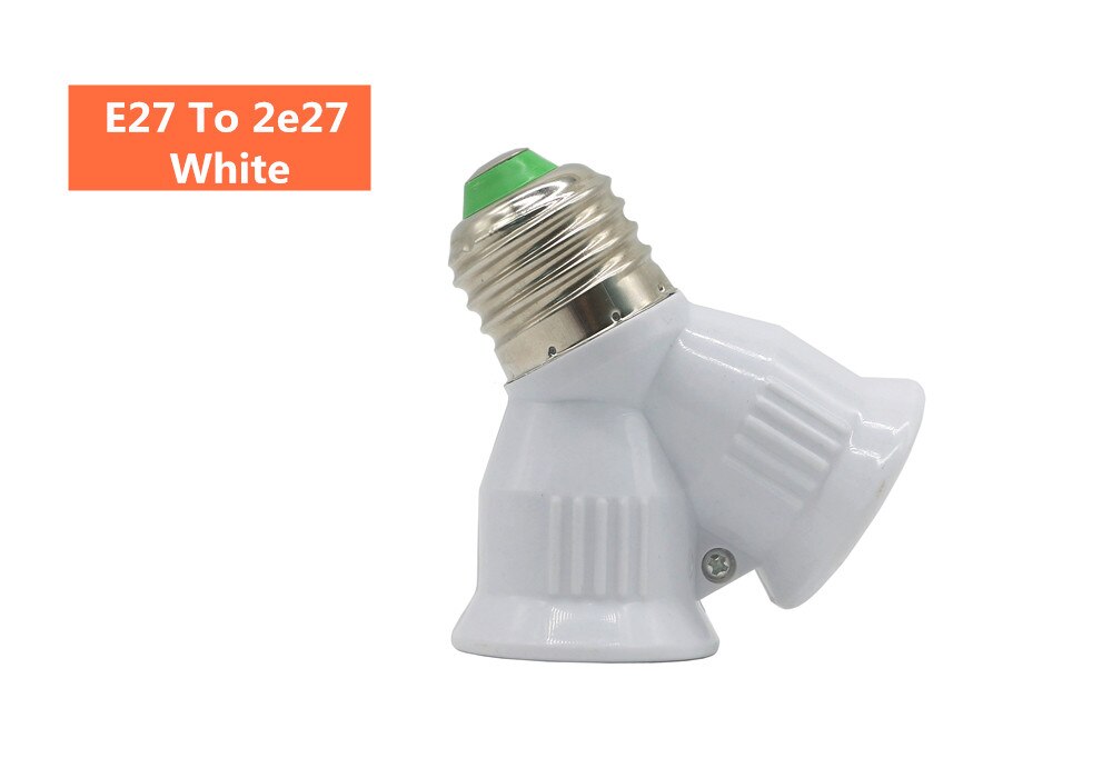 Led Lamp Bulb Base Conversion Holder Converter Socket Adapter E27 to GU10 G9 B22 E14 E12 Fireproof Material For Home &amp;Lighitng: E27 To 2E27 White