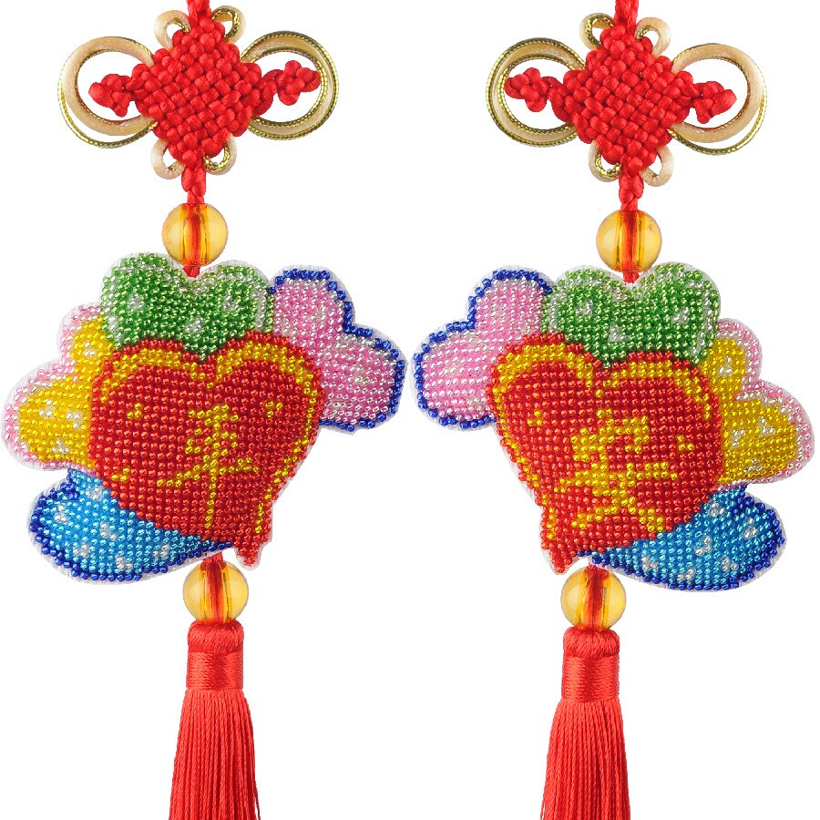 Car Key Chain Accessories Stamped Crafts DIY Printed Cross-Stitching-Kit Embroidery Stich-Bead Needlework 088